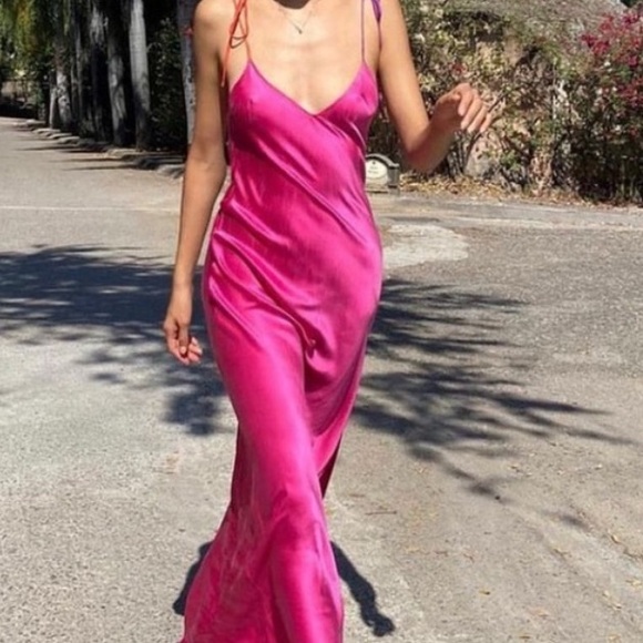 DANNIJO: Sexy Silk Jewel-Green Maxi Dress with Dual Tone Tie Straps & Side Slit - Picture 1 of 12